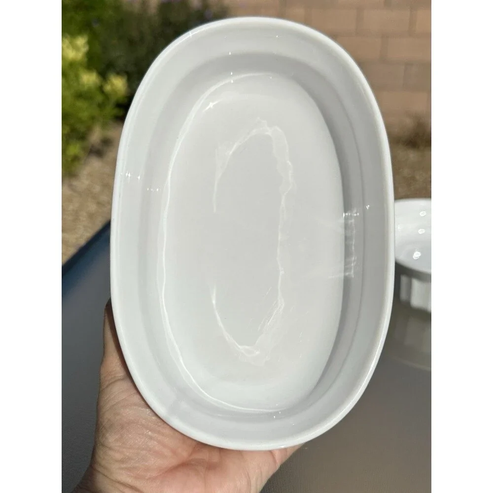 Lot 2 Corning Ware French White Oval Individual Casserole Set Baking Dish F-15-B